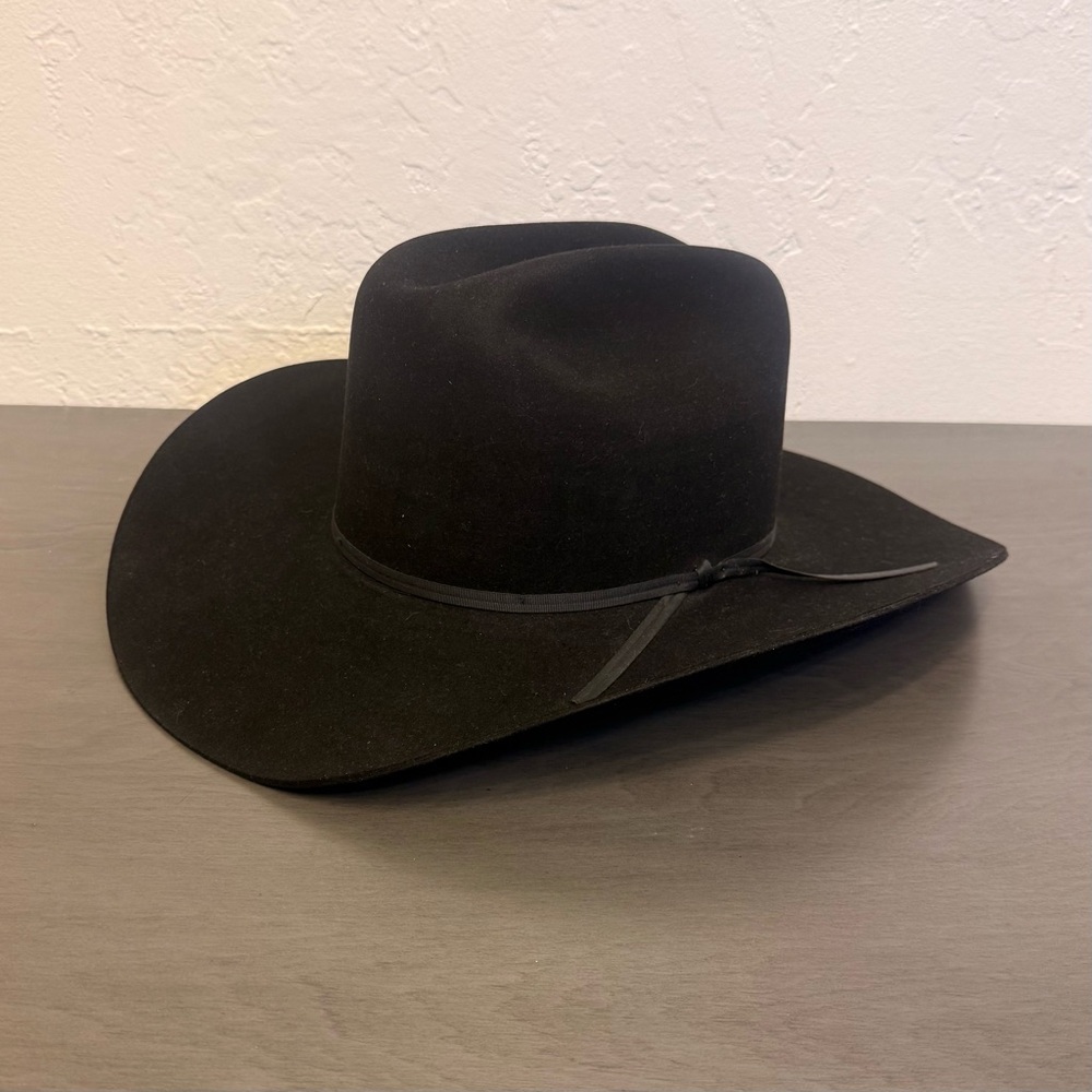 Vintage Resistol 3X Genuine Fur Felt Cowboy Hat Black Size 7 1/2 Made in Texas
